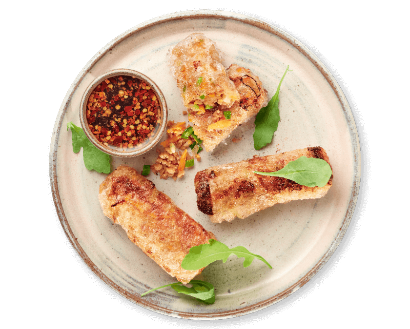 Krokante rijstpapierrolletjes met oosterse dipsaus