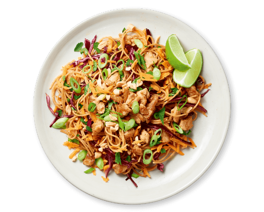 Pad thai met vegan stukjes
