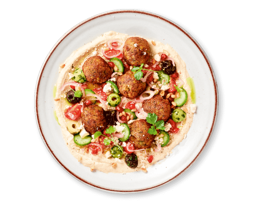 ‘Loaded hummus’ met falafel