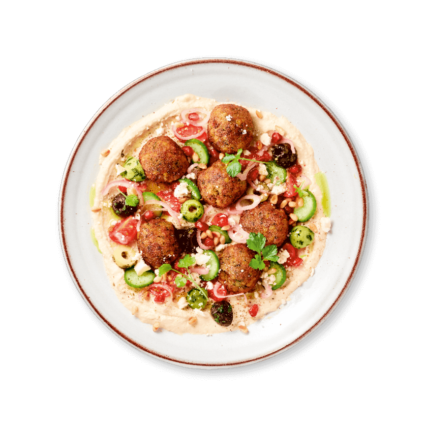 ‘Loaded hummus’ met falafel